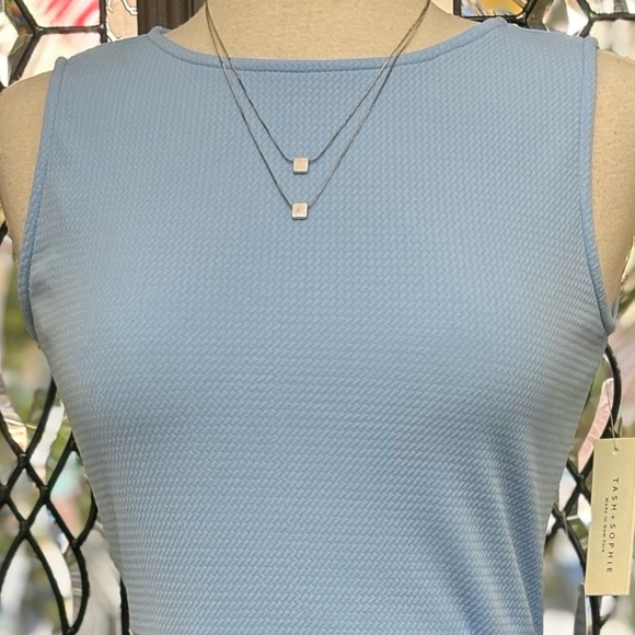 NWT Tash+Sophie Elegant Blue Sleeveless Dress - Picture 2 of 10